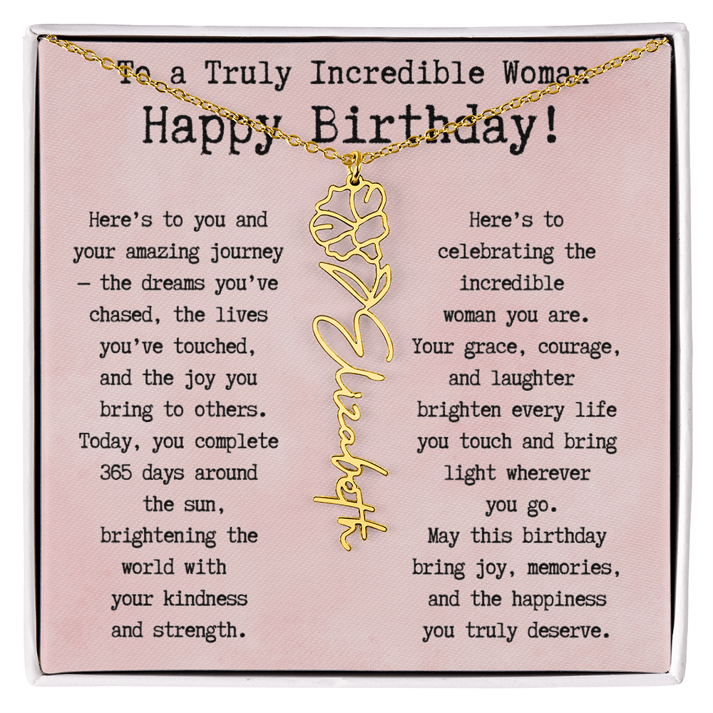Personalized Birthday Gift for Her – Customized Birth Flower Name Necklace – Unique Jewelry Gift from Friend, Family, or Loved One