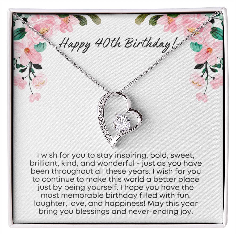 40th Birthday Gift for Women | Forever Love Necklace with Thoughtful Card | Unique Jewelry Gift for Her 40th Birthday