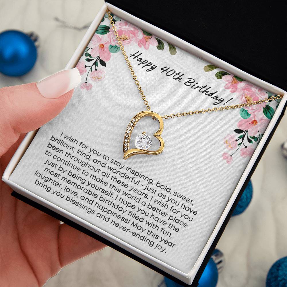 40th Birthday Gift for Women | Forever Love Necklace with Thoughtful Card | Unique Jewelry Gift for Her 40th Birthday