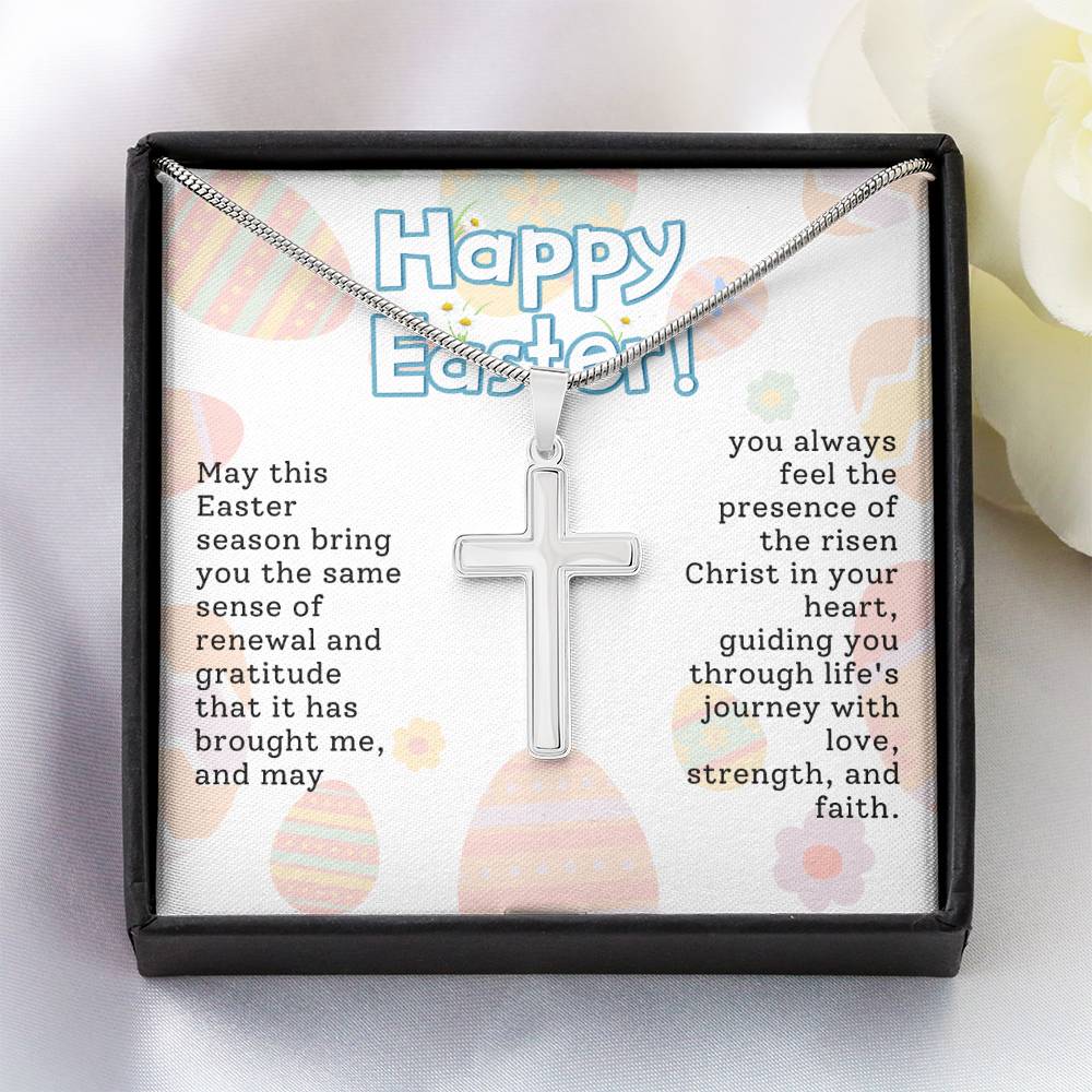 Happy Easter - Artisan-crafted Stainless Steel Cross Necklace Gift