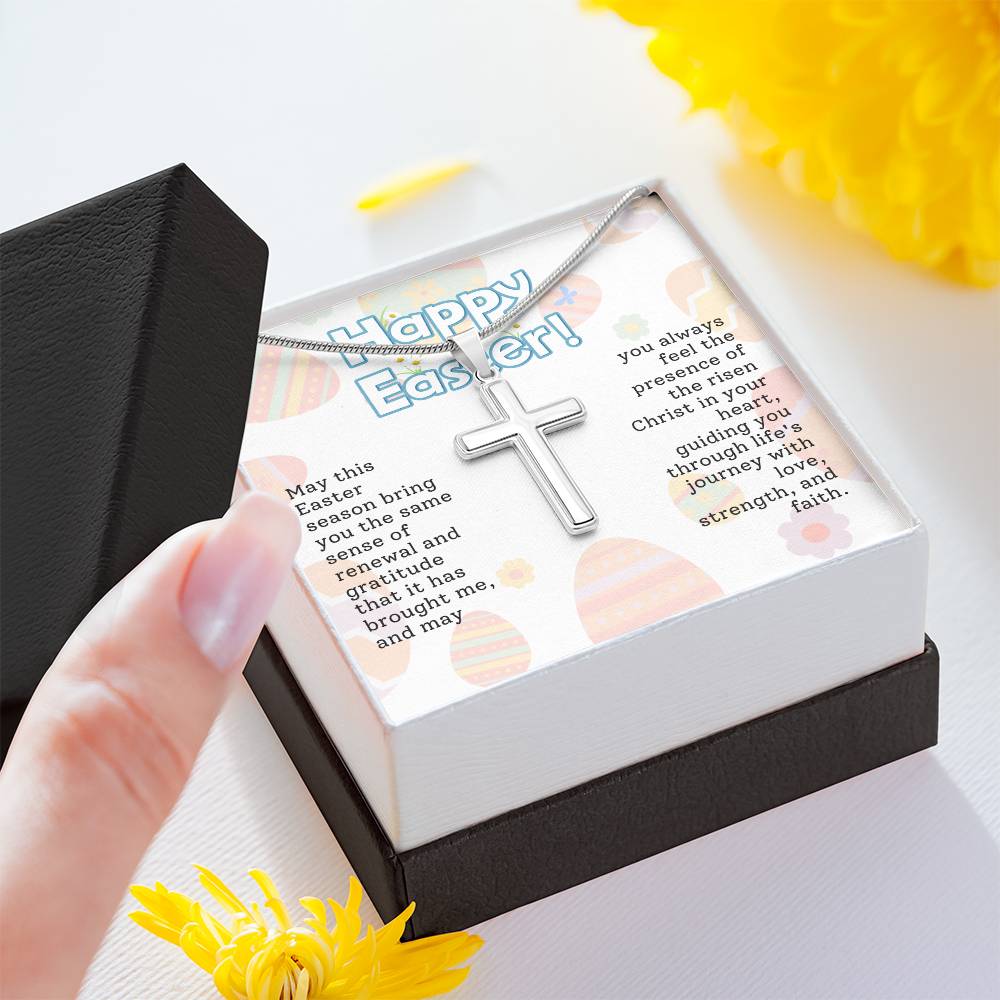 Happy Easter - Artisan-crafted Stainless Steel Cross Necklace Gift