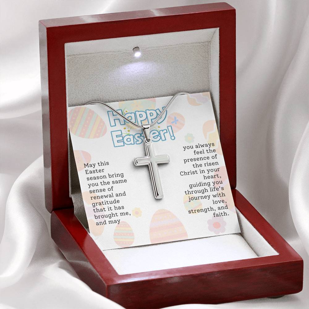Happy Easter - Artisan-crafted Stainless Steel Cross Necklace Gift