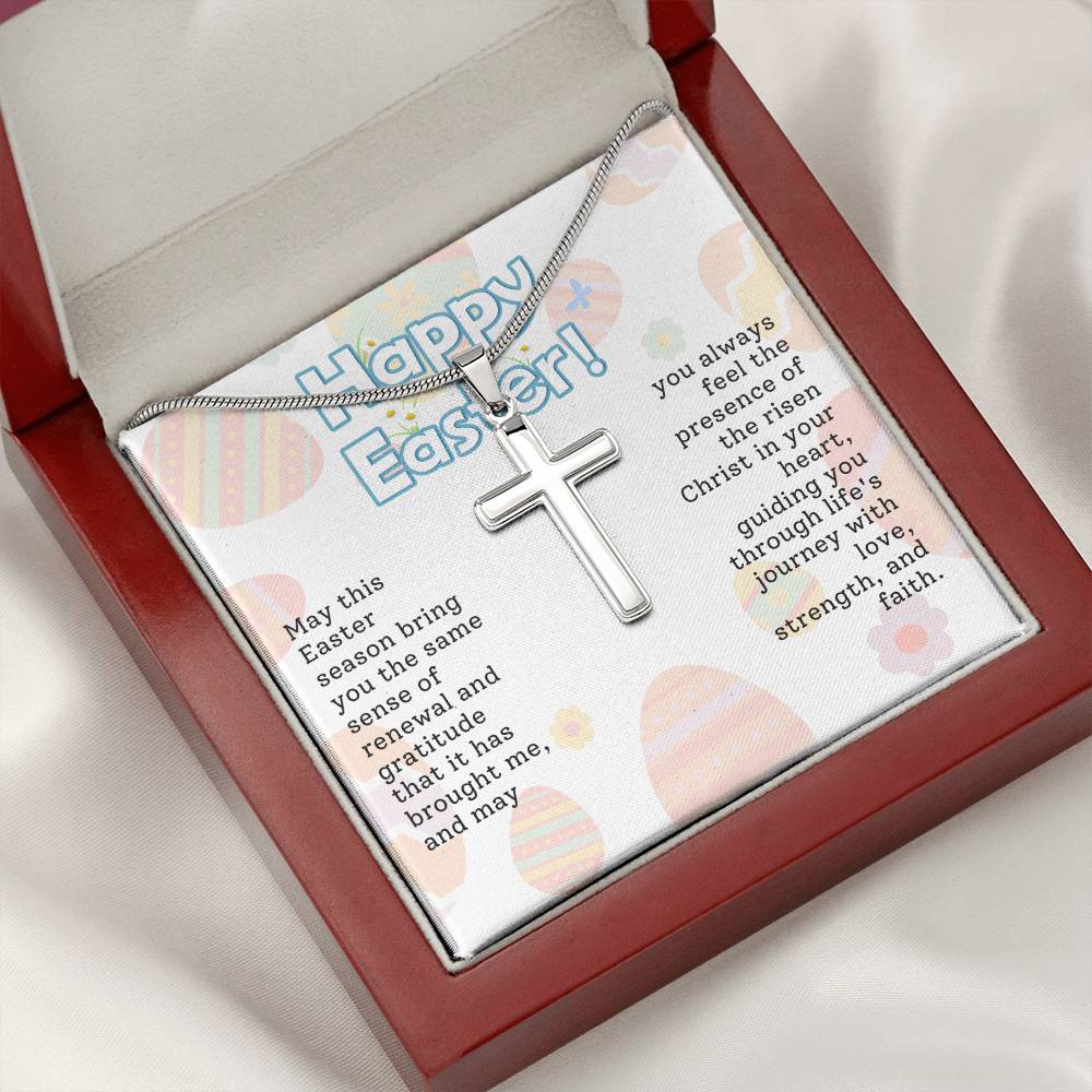 Happy Easter - Artisan-crafted Stainless Steel Cross Necklace Gift