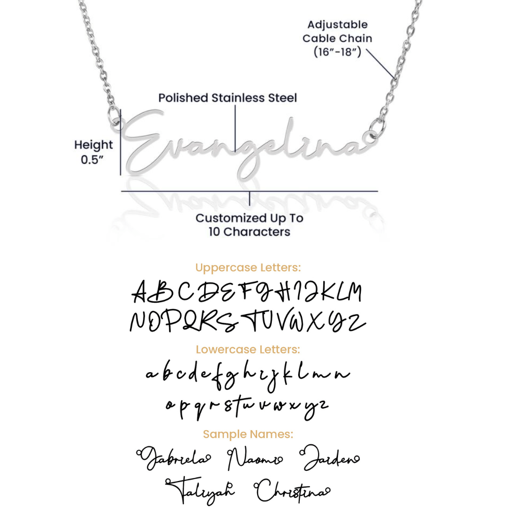 Personalized 70th Birthday Gift for Her - Customizable Signature Style Name Necklace