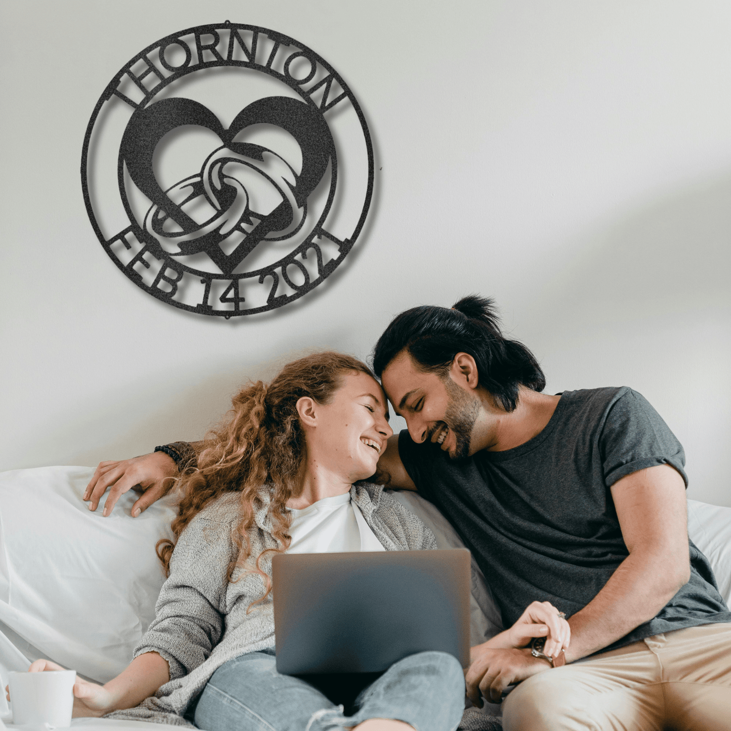 Personalized Engagement Gift for Couples | Made in U.S.A | Unique Metal Wall Art | Customizable Housewarming Gift for Newlyweds