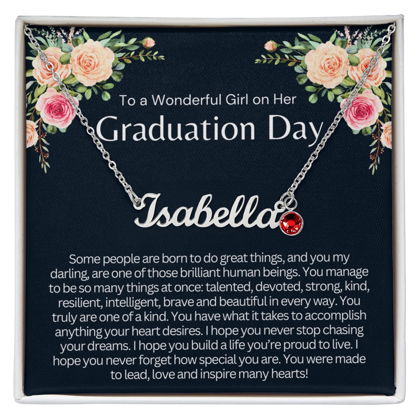 Personalized Graduation Gift for Her - Custom Birthstone Name Necklace
