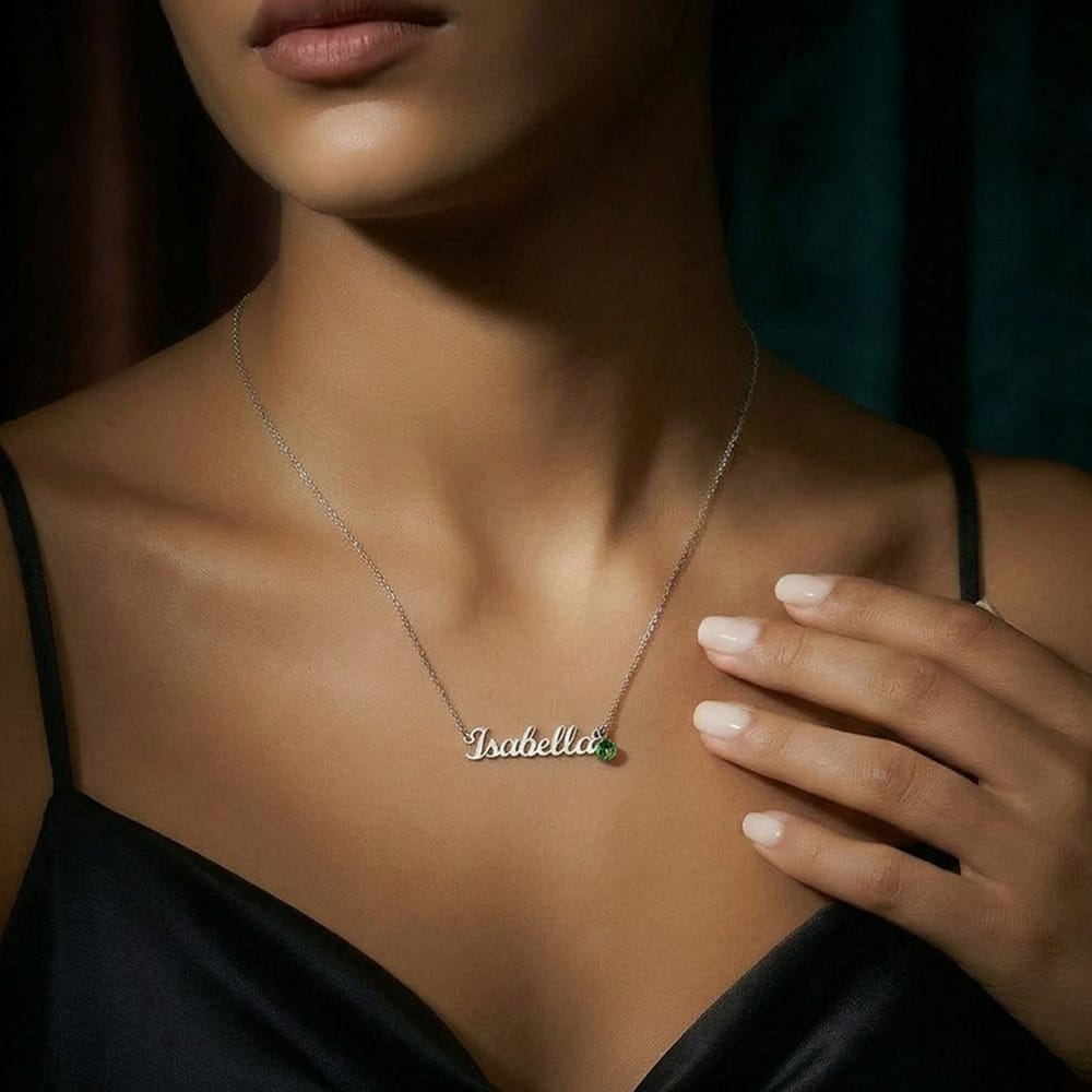 Personalized Graduation Gift for Her - Custom Birthstone Name Necklace