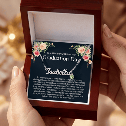 Personalized Graduation Gift for Her - Custom Birthstone Name Necklace