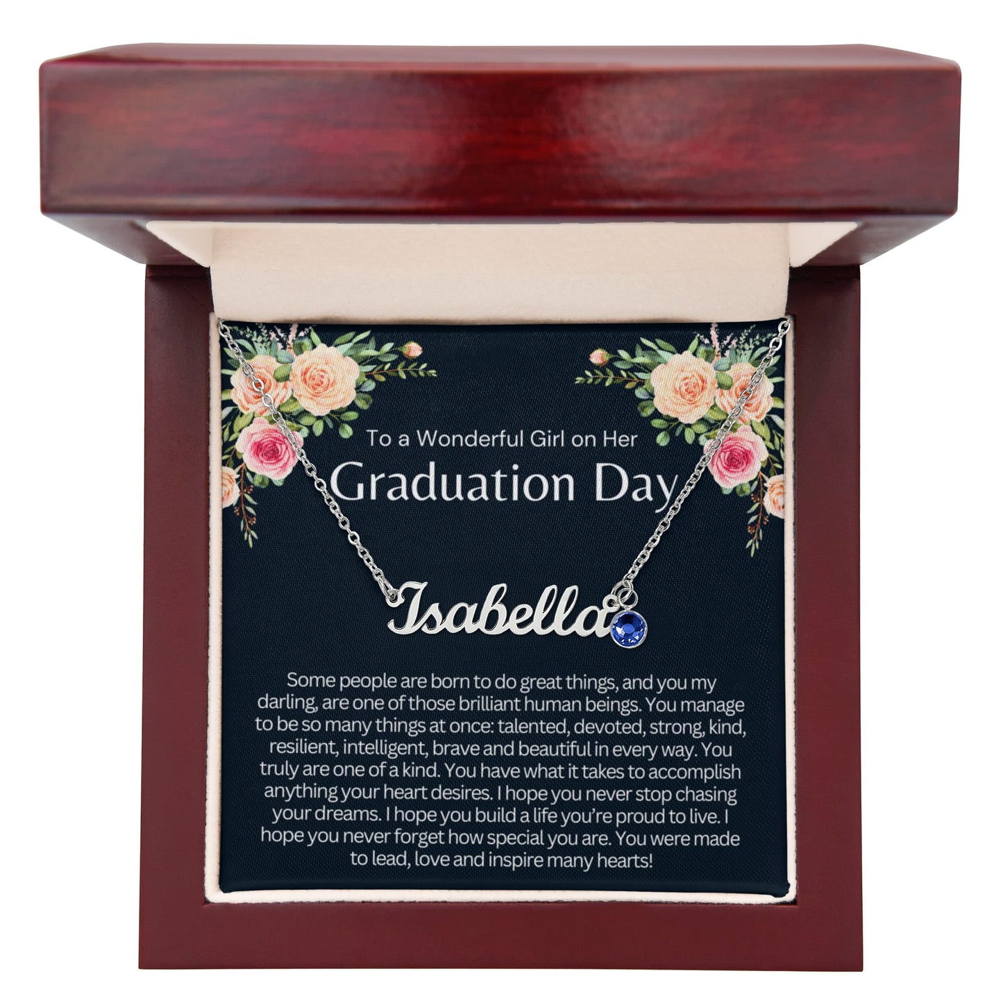 Personalized Graduation Gift for Her - Custom Birthstone Name Necklace