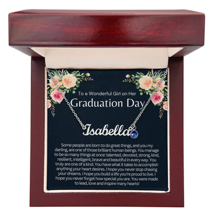 Personalized Graduation Gift for Her - Custom Birthstone Name Necklace