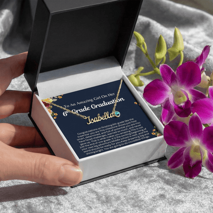 Personalized 6th Grade Graduation Gift - Custom Birthstone Name Necklace