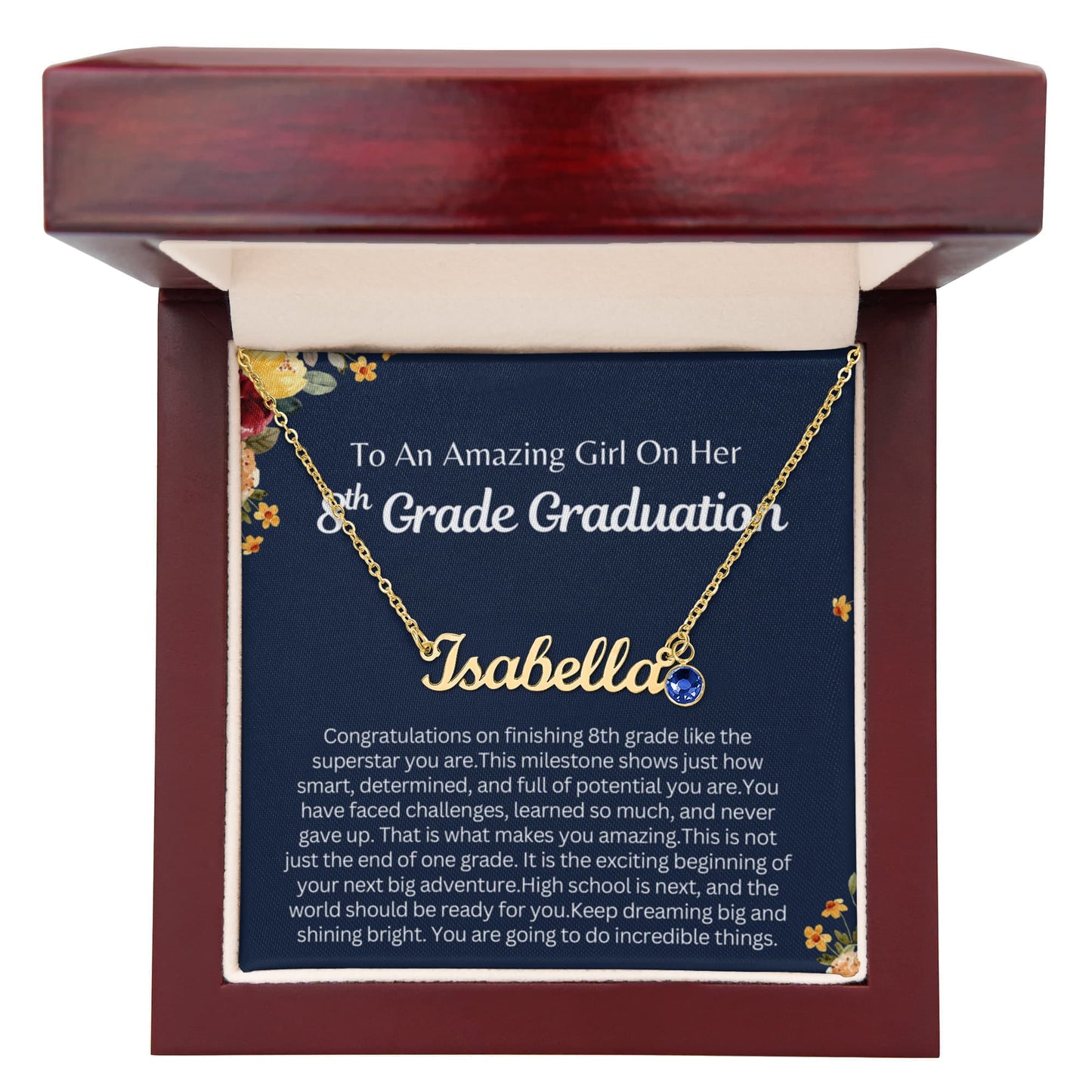 Personalized 8th Grade Graduation Gift - Custom Birthstone Name Necklace