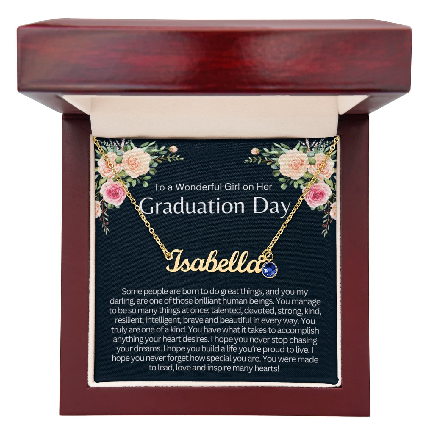 Personalized Graduation Gift for Her - Custom Birthstone Name Necklace