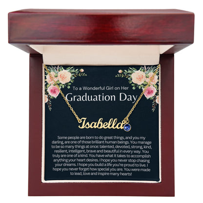 Personalized Graduation Gift for Her - Custom Birthstone Name Necklace