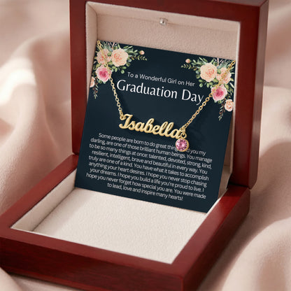 Personalized Graduation Gift for Her - Custom Birthstone Name Necklace