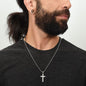 Engraved Cross Necklace for Bonus Son with Ball Chain