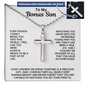 Engraved Cross Necklace for Bonus Son with Ball Chain
