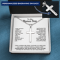 Engraved Cross Necklace for Bonus Son with Ball Chain