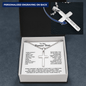 Engraved Cross Necklace for Bonus Son with Ball Chain