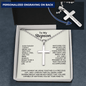 Engraved Cross Necklace for Stepson with Ball Chain