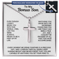 Engraved Cross Necklace for Bonus Son with Ball Chain