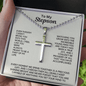 Engraved Cross Necklace for Stepson with Ball Chain