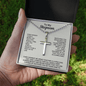 Engraved Cross Necklace for Stepson with Ball Chain