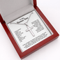 Engraved Cross Necklace for Bonus Son with Ball Chain