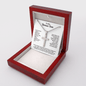 Engraved Cross Necklace for Bonus Son with Ball Chain