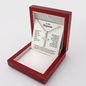 Engraved Cross Necklace for Stepson with Ball Chain