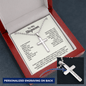 Engraved Cross Necklace for Stepson with Ball Chain
