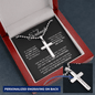 Personalized Cross Necklace for Soulmate with Military style ball chain Bcard