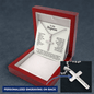Engraved Cross Necklace for Stepson with Ball Chain