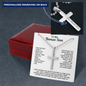 Engraved Cross Necklace for Bonus Son with Ball Chain