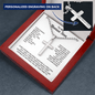 Engraved Cross Necklace for Bonus Son with Ball Chain
