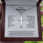 Engraved Cross Necklace for Stepson with Ball Chain