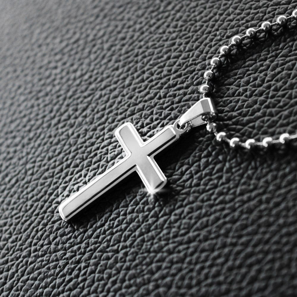 Happy Easter Gift for Her -  Artisan-crafted Stainless Cross Necklace with Ball Chain