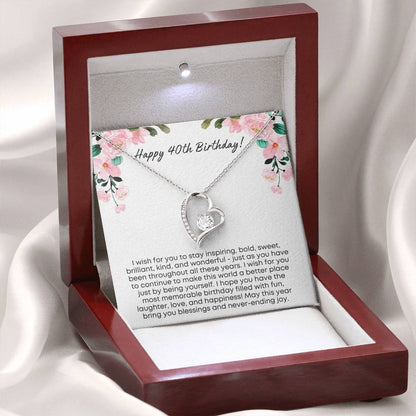40th Birthday Gift for Women | Forever Love Necklace with Thoughtful Card | Unique Jewelry Gift for Her 40th Birthday
