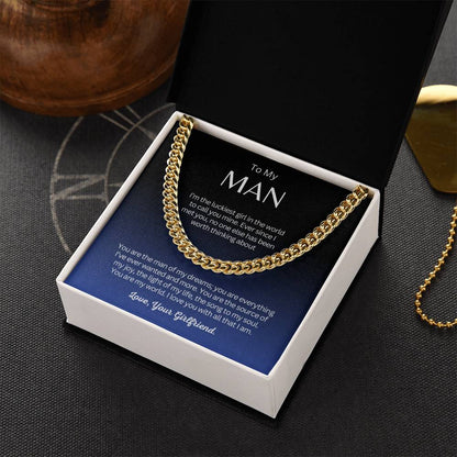To My Man - Cuban Link Chain Necklace Gift - I'm the luckiest girl in the world!