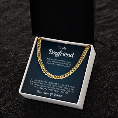 To My Boyfriend - Cuban Link Chain Necklace Gift - You are the beat of my heart!
