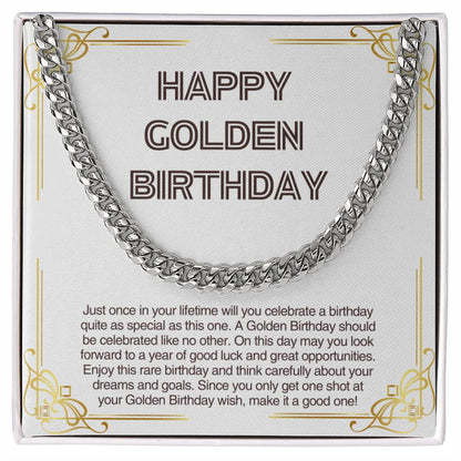 Happy Golden Birthday - Perfect Gift for Him - Cuban Link Chain