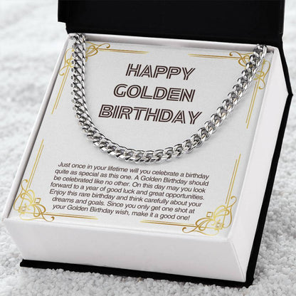 Happy Golden Birthday - Perfect Gift for Him - Cuban Link Chain