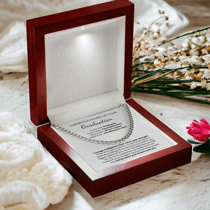 Graduation Gift for Him - Cuban Link Chain - Never stop believing in yourself!