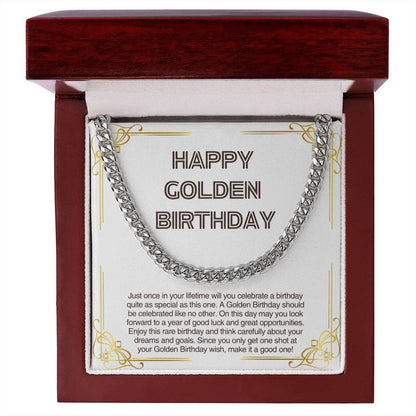Happy Golden Birthday - Perfect Gift for Him - Cuban Link Chain