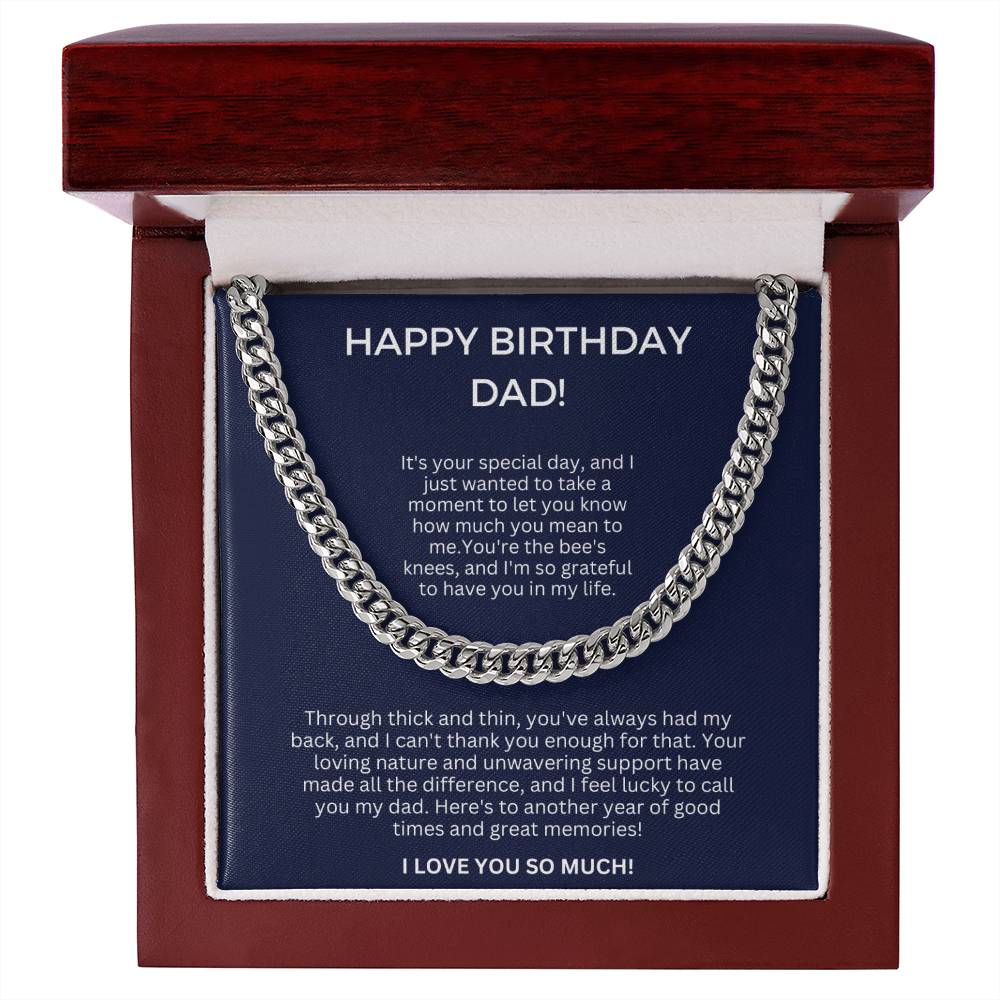 Birthday Gift for Dad - Cuban Link Chain - You're the bees knees, and I am so grateful to have you in my life!