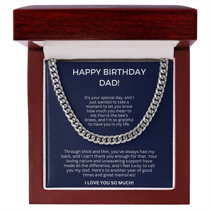 Birthday Gift for Dad - Cuban Link Chain - You're the bees knees, and I am so grateful to have you in my life!