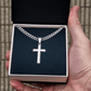 Engraved Cuban Cross Chain Necklace, Famprecious Gifts Personalized Cuban Link Cross Chain