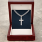 Engraved Cuban Cross Chain Necklace, Famprecious Gifts Personalized Cuban Link Cross Chain