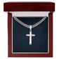 Engraved Cuban Cross Chain Necklace, Famprecious Gifts Personalized Cuban Link Cross Chain