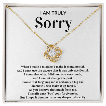 Apology Necklace For Her - Love Knot Necklace - Perfect Sorry Gift for Women - Apology present for Friend, Wife, Girlfriend,, Loved Ones